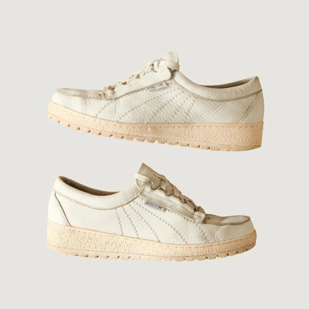 Mephisto Rainbow Sneakers Womens White Leather Rubber Sole 8.5 Casual Walking